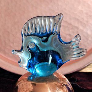 Vintage MURANO Handmade Aqua Glass Tropical Fish